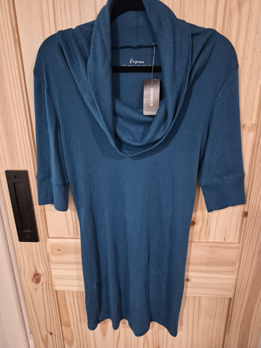Express Teal Cowl Neck Sweater Dress